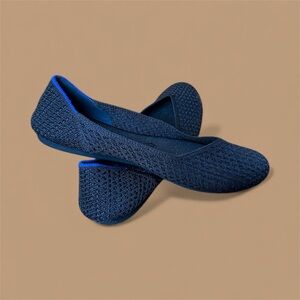 Rothy's Black Flats with Blue Accents
